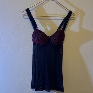 Thalia Sodi Red and Black Lace Chemise